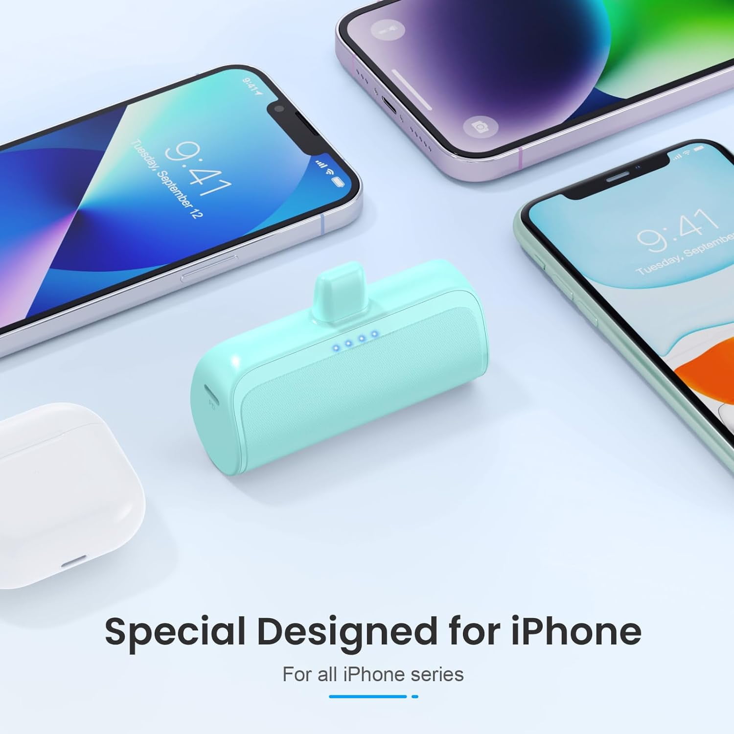 MHAWBL-Mini Portable Charger Power Bank for iPhone,5200mAh Portable Phone Charger, Ultra-Compact PD Fast Charging Battery Pack Compatible with iPhone 14/14 Plus/Pro Max/13/12/12 Mini/11/XS/XR/X/8/7/6