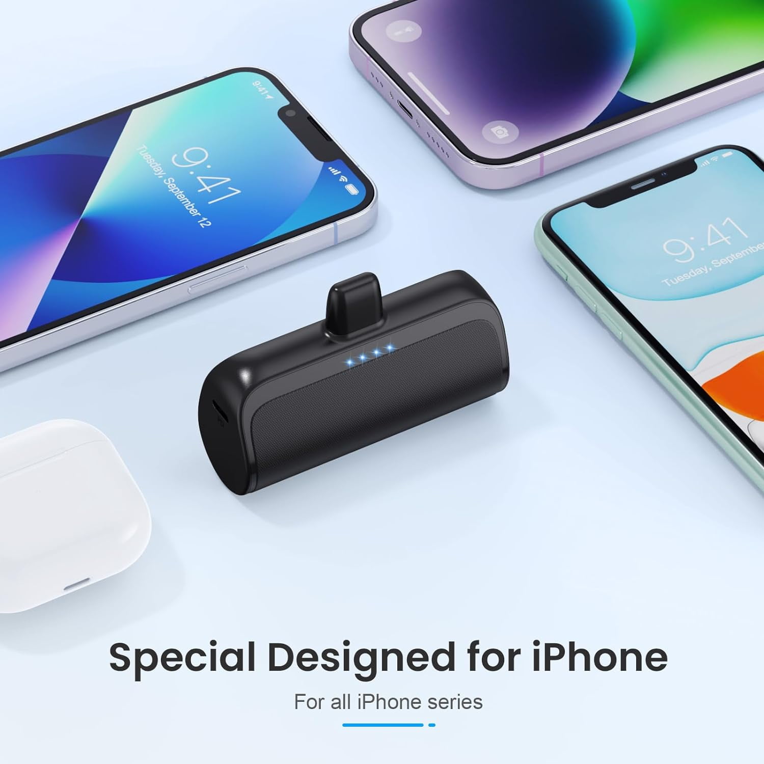 MHAWBL-Mini Portable Charger Power Bank for iPhone,5200mAh Portable Phone Charger, Ultra-Compact PD Fast Charging Battery Pack Compatible with iPhone 14/14 Plus/Pro Max/13/12/12 Mini/11/XS/XR/X/8/7/6