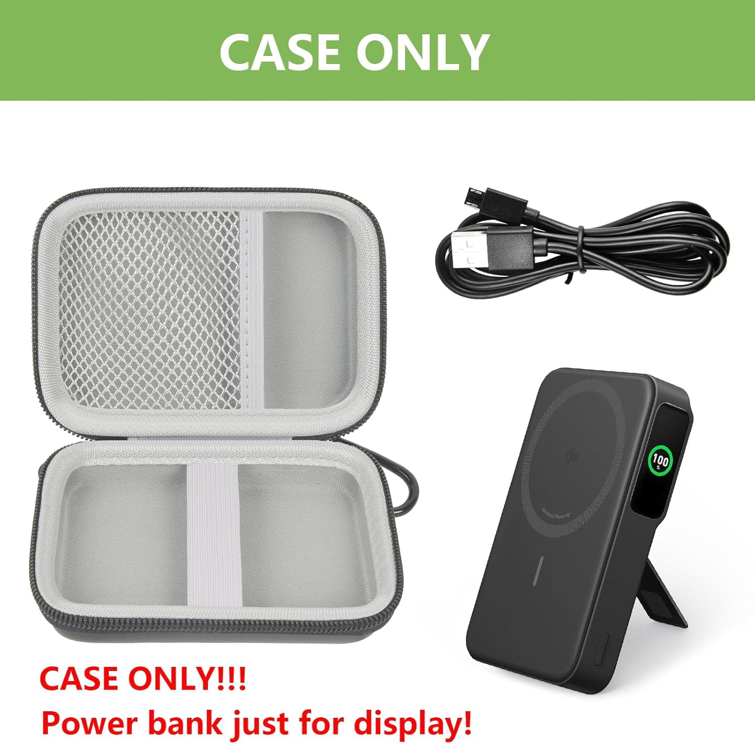 MHAWBL-Portable Charger Case Compatible with Anker MagGo Power Bank (10K) 15W MagSafe Battery Pack, Storage Holder for 633/622/621/321/A1654 10000mAh 5000mAh Cell Phone Power Delivery - Carrying Bag