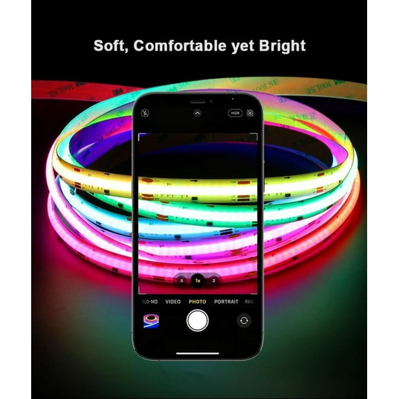 MHAWBL-RGB COB FCOB LED Strip 16.4FT RGB+IC High Density Even Dream Chasing Color Light Addressable WS2811 720LED/m DC24V for House Indoor Decoration