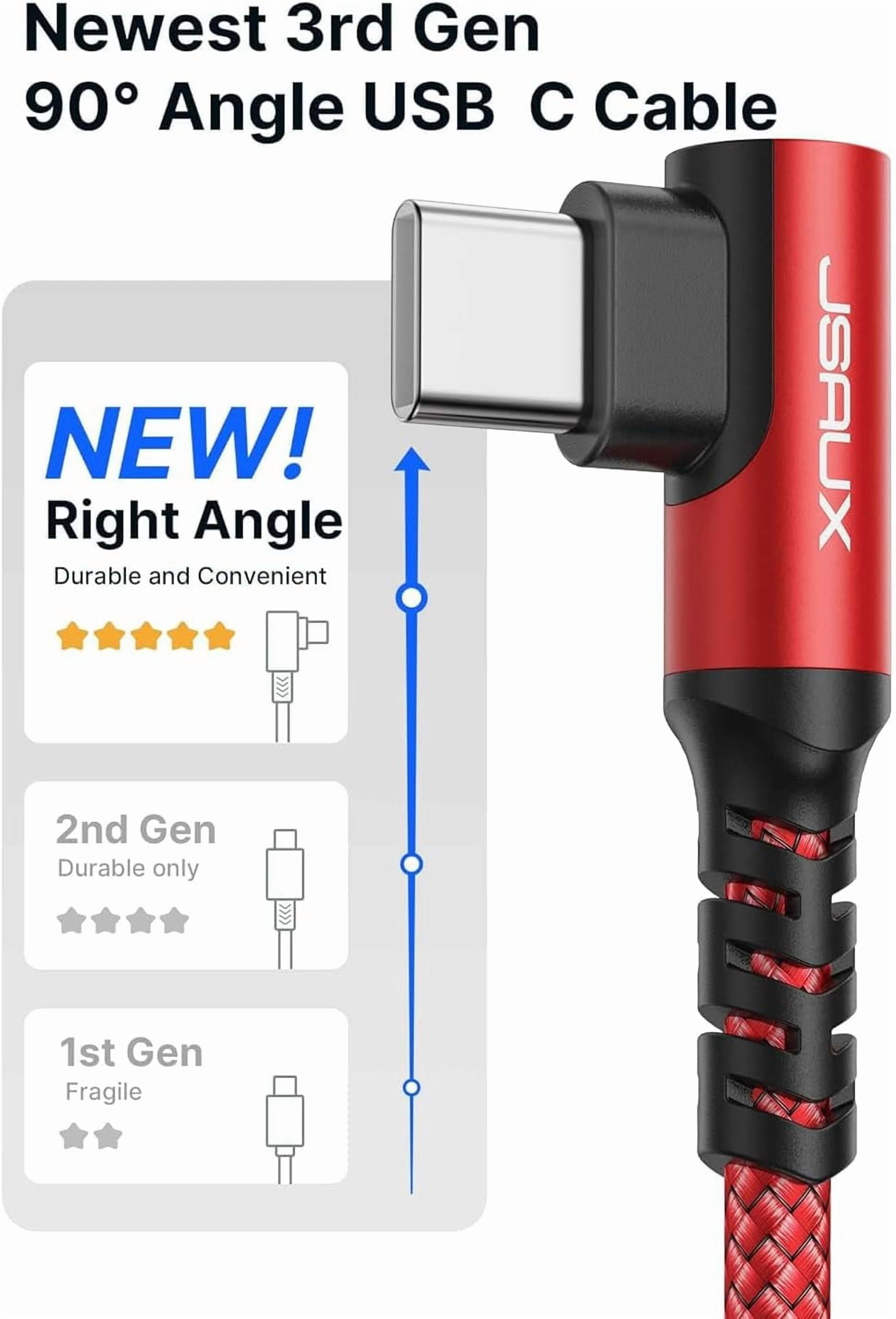 MHAWBL-USB C Cable [2-Pack 10ft], 3.1A Type C Charger Fast Charging Cord Right Angle Compatible with iPhone 16e 16 15 Pro Max Plus, Samsung Galaxy A14 A15 A25 A35 A53 A55, S25 S24 S23, CarPlay -Red