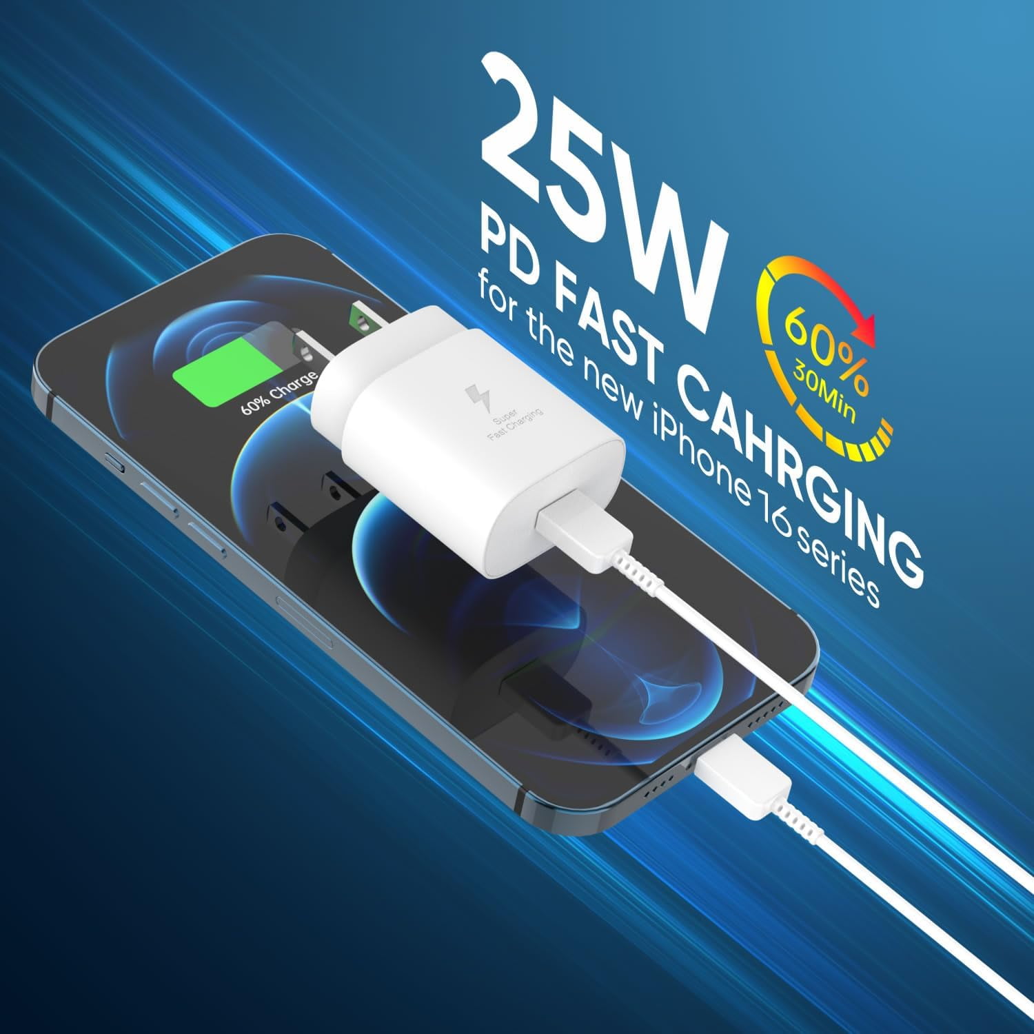 MHAWBL-USB C Charger Block, 25W USBC Fast Charging Adapter Power Cube Wall Charger Plug for Samsung Galaxy S25/S24 Ultra/S23/S22/S21/S20/Z Fold 3/4/5/Note20, iPhone 16/15 Pro Max (White, 2 Pack)