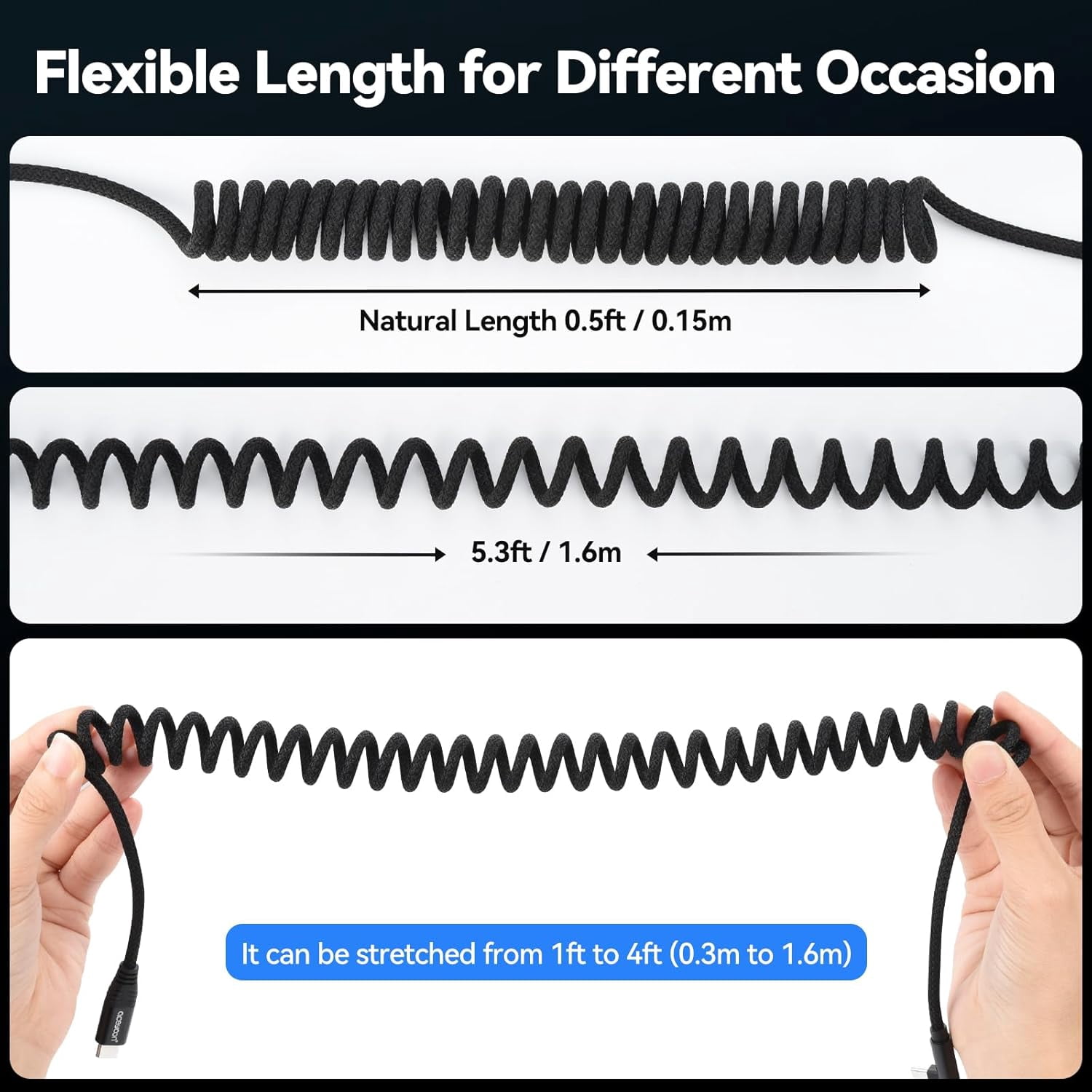 MHAWBL-USB C to USB C Coiled Cable 3FT, 2 Pack 90 Degree USB C Charger Cable for Car 100W Type C Charging Cord Compatible for iPhone 16/15/iPad, for Samsung Galaxy S25/24/23, for Google Pixel 10/9/8
