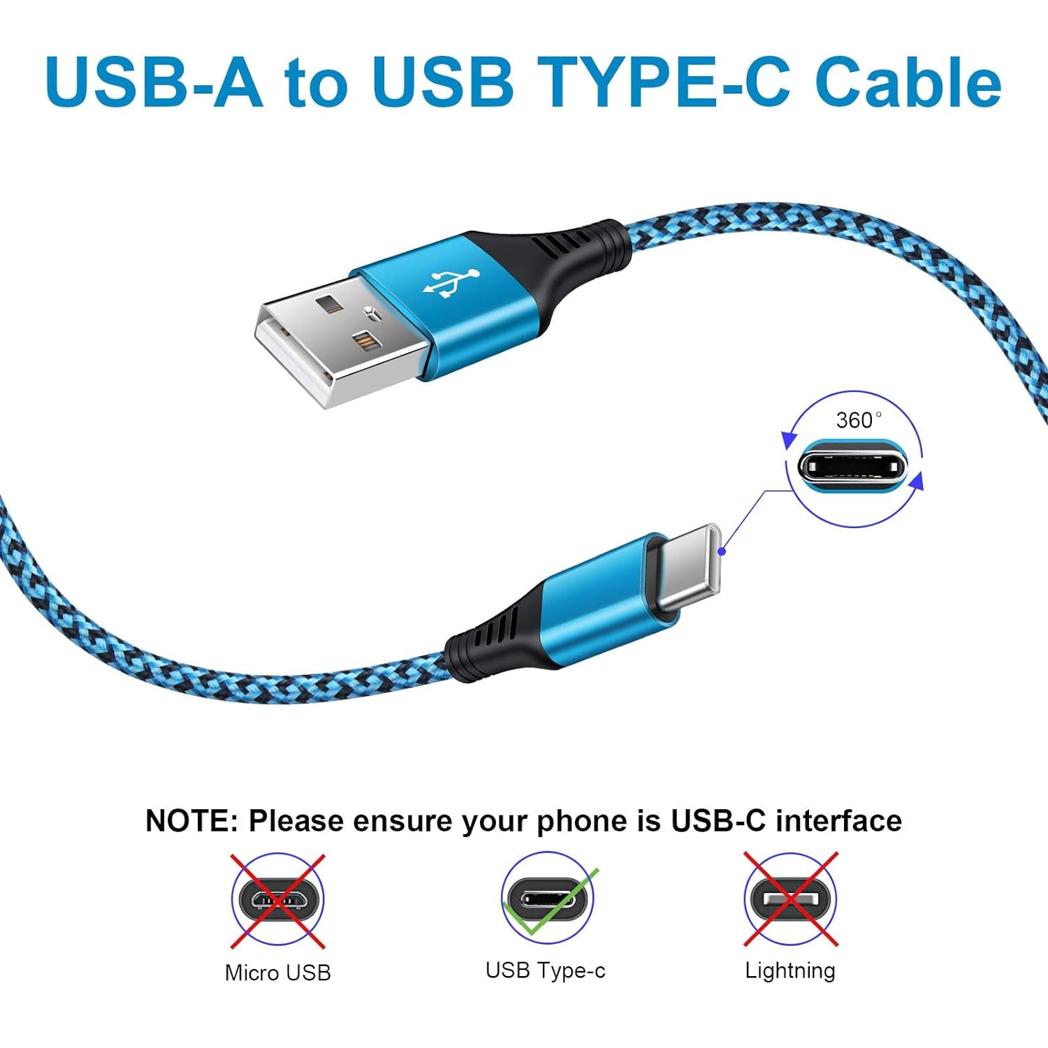 MHAWBL-USB Type C Cable 3A Fast Charging 6ft, 4Pack USB A to USB C Android Phone Charger Cord Nylon Braided Cable for Samsung Galaxy S24 S23FE S22 S21 S20 A54 A15 A14 iPhone 16 15,Google Pixel 9 8 7
