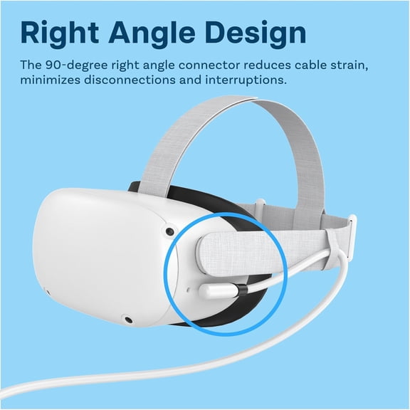 MHAWBL-VR Link Cable USB-C to USB-C, 9.8 ft (3m) White PVC, 90 Type-C Connector 5Gbps Data Transfer & 60W Charging Compatible with Meta Quest 3S/3/2/Pro, Pico 4 Ultra/4, PC & SteamVR