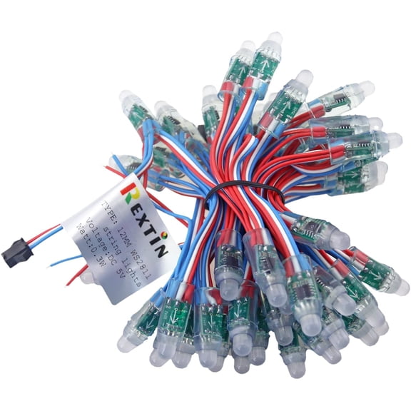 MHAWBL- WS2811 Pixels Digital Addressable LED String Lights Waterproof RGB Full Color 12mm DC 5V (DC5V 50pcs)
