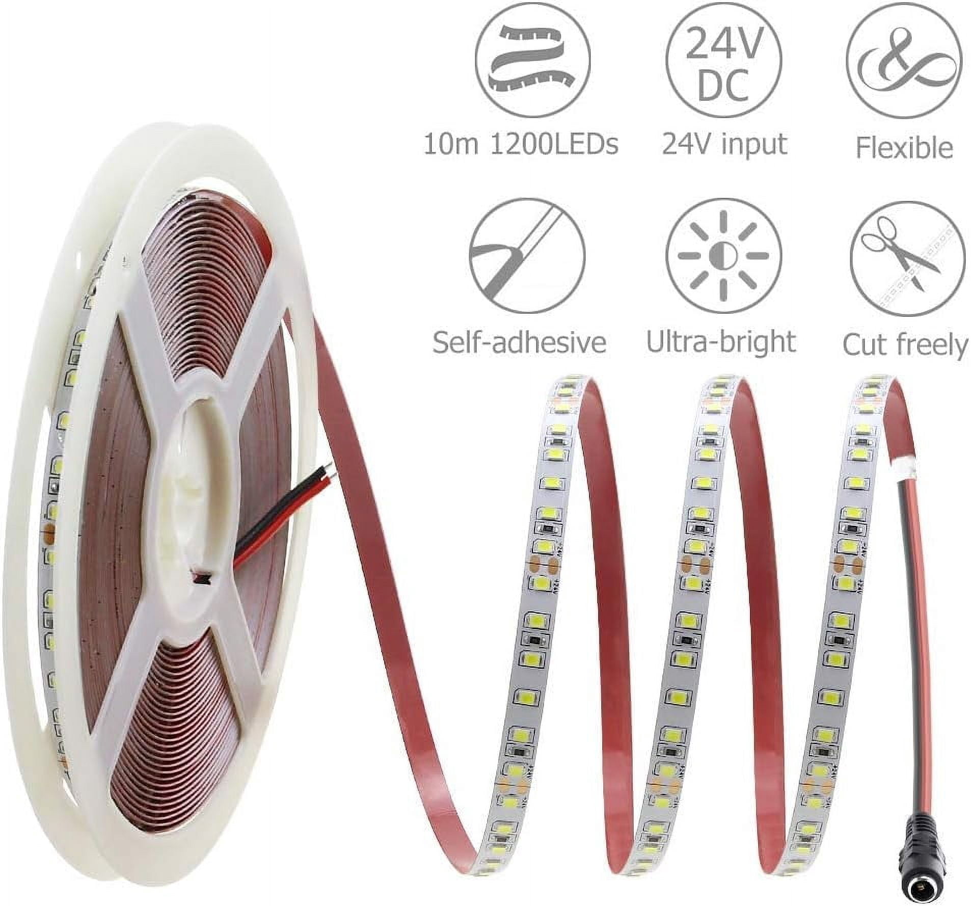Led Strip Aaa MHAWBL-White LED Strip Lights Daylight 6000K 32.8ft 1200LEDs 2835SMD ...
