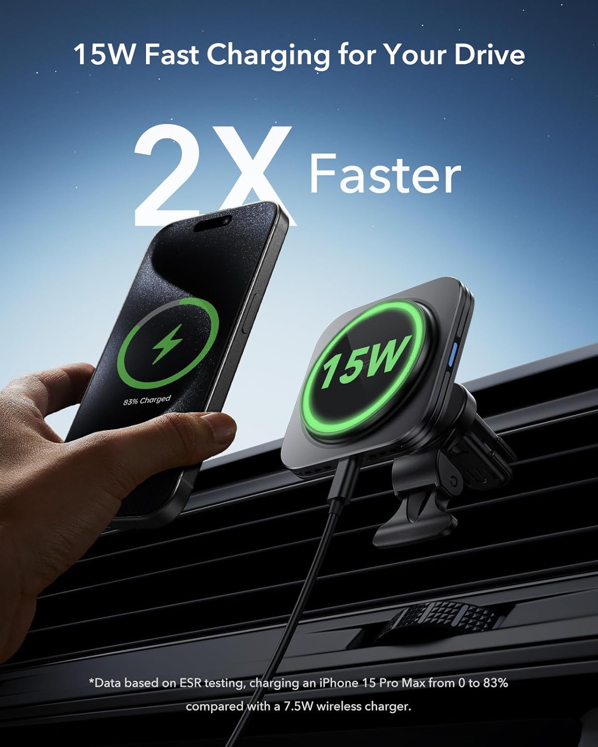 MHAWBL-for 15W MagSafe Car Mount Charger, MagSafe Car Charger, Air Vent/Dashboard Magnetic Wireless Phone Holder Mount for iPhone 17e/17/16/15/14/13/12, Galaxy S26/S25, Pixel 10, Fast Charging