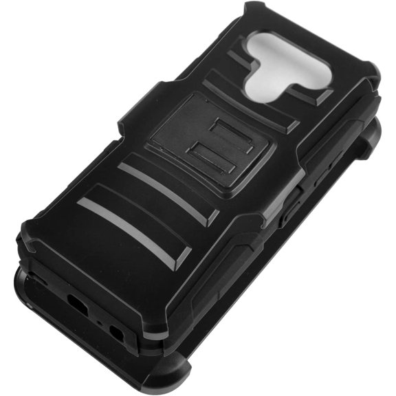 MHAWBL-for LG K51, LG Reflect (LM-K500) - Hybrid Phone Case w/Stand/Belt Clip Holster - CV1 Black