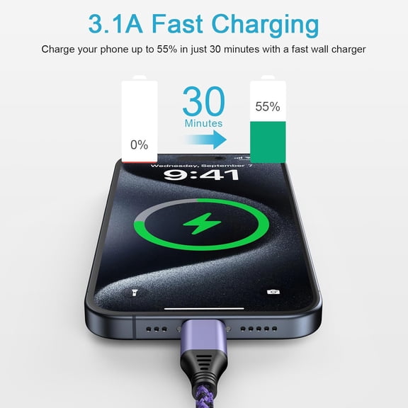 MHAWBL-for iPhone 16e 17e 17 Pro Max Air, 6FT Fast USB Type C Cable Phone Charger Charging Cord for iPhone 16e, 16, 16 Pro Max, 16 Pro, 16 Plus, 15, 15 Pro Max Plus, LG Stylo 4, Car Carplay Power Cor
