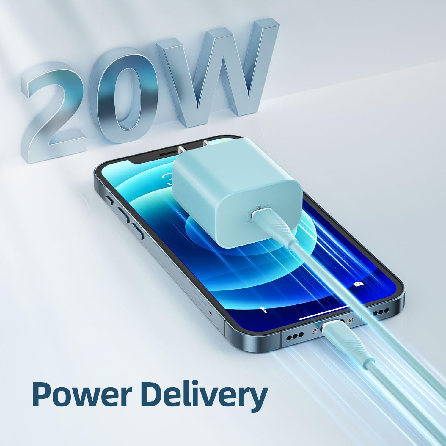 MHAWBL-iPhone Charger Fast Charging 20W PD USB-C Wall Charger and 6 FT USB C Charging Cable iPhone Fast Charger Compatible with iPhone 14 13 12 11 X 8 7 More