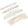 thumbnail image 1 of MHB Must-Have-Beauty 4pc Decorative Hair Jewelry Hair Clip Set - Pearl Hair Clip Set in Gold Hair Clips for Styling, Bridal Hair Accessories for Women, Cute Hair Clip and Hair Styling Accessories, 1 of 5