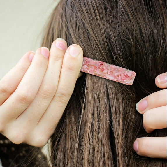 MHB Must-Have Beauty Hair Jewelry 6PCS Rose Quartz Hair Clips