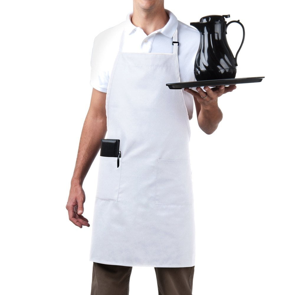 MHF Aprons1 Piece PackThree pocket Adjustable Neck Bib ApronPoly