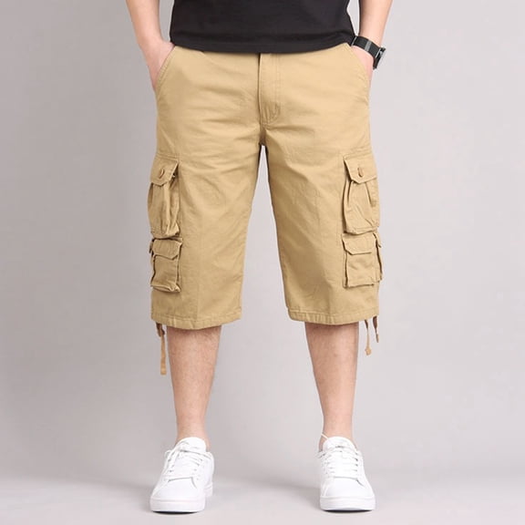 MHFRRA Big and Tall Cargo Pants for Men Mens Casual Fashion Large Pocket Belt Solid Color Cargo Shorts