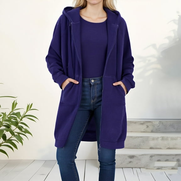 MHFRRA Blanket Hoodies for Women Casual Autumn and Winter Long Sweatshirt Jacket Zipper Full Sleeve Hooded Sweatshirt