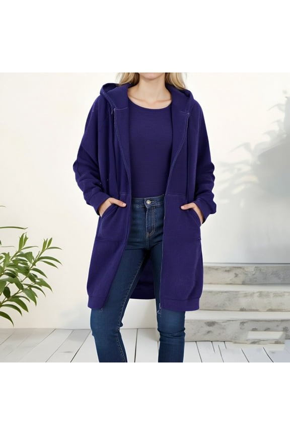 Blanket Hoodies for Women Casual Autumn and Winter Long Sweatshirt Jacket Zipper Full Sleeve Hooded Sweatshirt