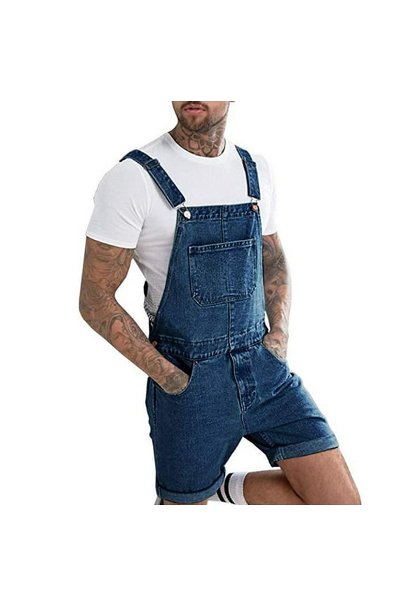 Boot Cut Jeans for Man Mens Plus Pocket Jeans Overall Jumpsuit Streetwear Overall Suspender Pants Size XL
