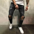 thumbnail image 1 of MHFRRA Bootcut Jeans for Men Male Jeans Ripped Slim Pants Trousers and Trousers Size S, 1 of 6