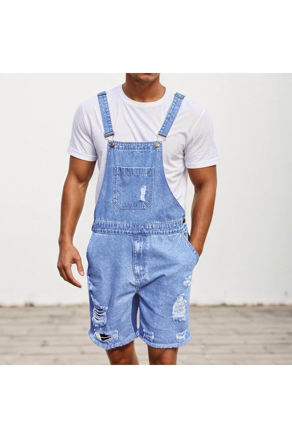 Bootcut Jeans for Men Men's Distressed Overalls Denim Jeans for Daily Wear Comfortable Bib Overalls with T Shirt Pairing Casual Style Size XL