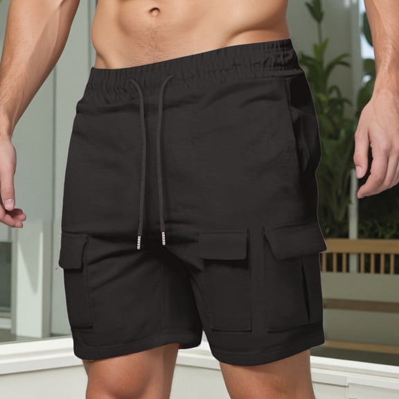 MHFRRA Cargo Joggers Men Cargo Shorts Men's Short Trousers Summer Work Trousers Elastic Waist Sports Trousers Outdoor Leisure Trousers with Pockets 159