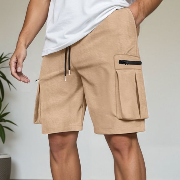 MHFRRA Cargo Pants for Men Cargo Shorts Men's Short Trousers Summer Work Trousers Elastic Waist Sports Trousers Outdoor Leisure Trousers with Pockets
