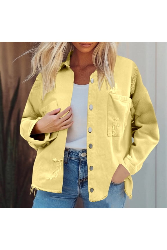 Denim Jackets Women's Retro Street Style Denim Jacket with Edges