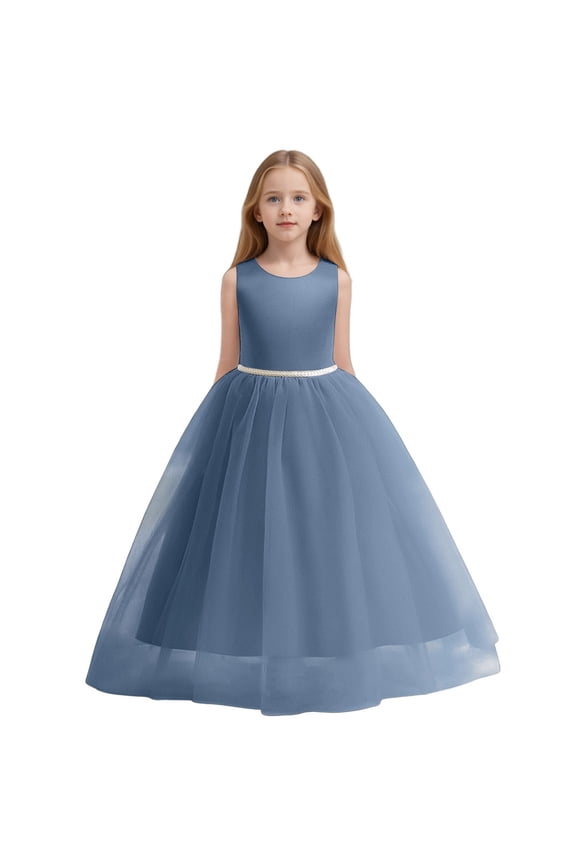 Girls Princess Dress Flower Pageant Dresses for Wedding Kids Pearls Prom Gowns