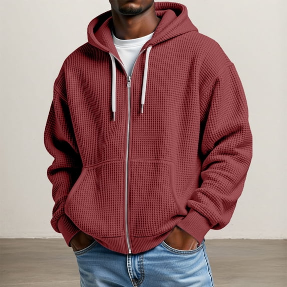 MHFRRA Hoodie Men Knit Zip up Hooded Sweatshirt Casual Soft Warm Lined Pullover with Front Pockets XXL
