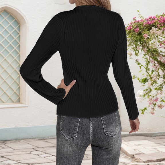 MHFRRA Ladies Sweatshirts Slim Fit Long Sleeve Knitted Pullover Sweater Soft Comfortable Turtleneck Top for Casual Wear and Daily Outfits