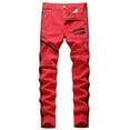 thumbnail image 1 of MHFRRA Mens Baggy Jeans Mens Elastic Large White Zippered Denim Pants, 1 of 7