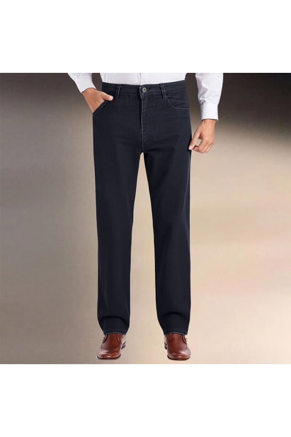 Mens Baggy Jeans Relaxed Fit Straight Leg High Rise Casual Denim Pants for Autumn Comfortable Everyday Trousers with Classic Style and Durable Fabric