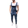 thumbnail image 1 of MHFRRA Mens Bootcut Jeans Men's Overall Casual Jumpsuit Jeans Wash Broken Pocket Trousers Suspender Pants Size M, 1 of 9