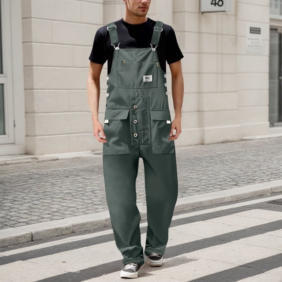 MHFRRA Mens Cargo Jeans Men's Cargo Pants Straight Leg Overalls with Multiple Pockets Casual Outdoor Hiking Workwear Durable Comfortable Daily Wear Spring Summer