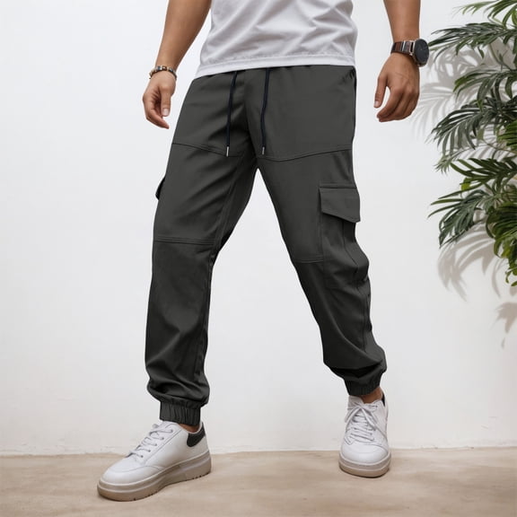 MHFRRA Mens Cargo Jeans Men's Work Pants Work Pants Casual Pocket Harem Pants Loose Drawstring Casual Pants