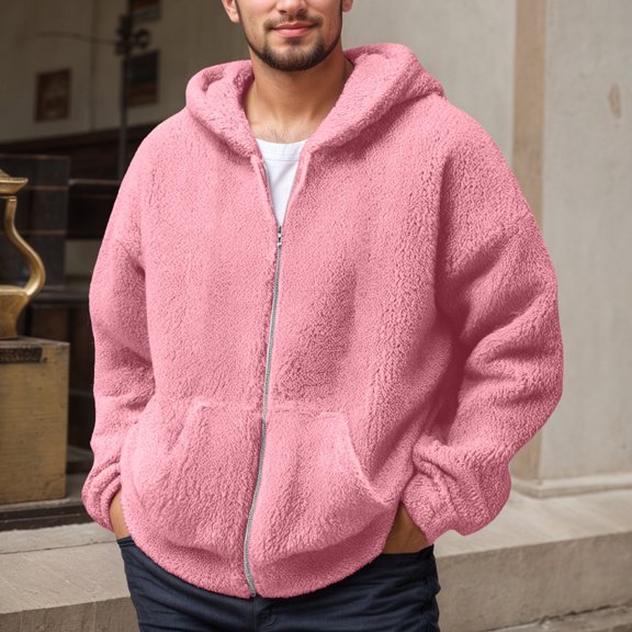 MHFRRA Mens Hoodies Pullover Casual Pullover Hooded Sweatshirt Soft Zippered Front Pockets Lightweight Outerwear S