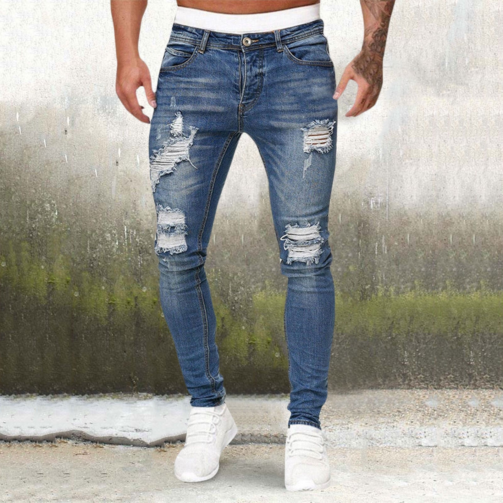 MHFRRA Mens Jeans Bootcut Men's Casual Hop Sports High Stretch Tight ...
