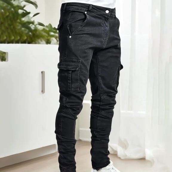 MHFRRA Mens Jeans Men's Casual Style Side Pencil Pants with Pockets Skinny Fit Jeans Size XXXL