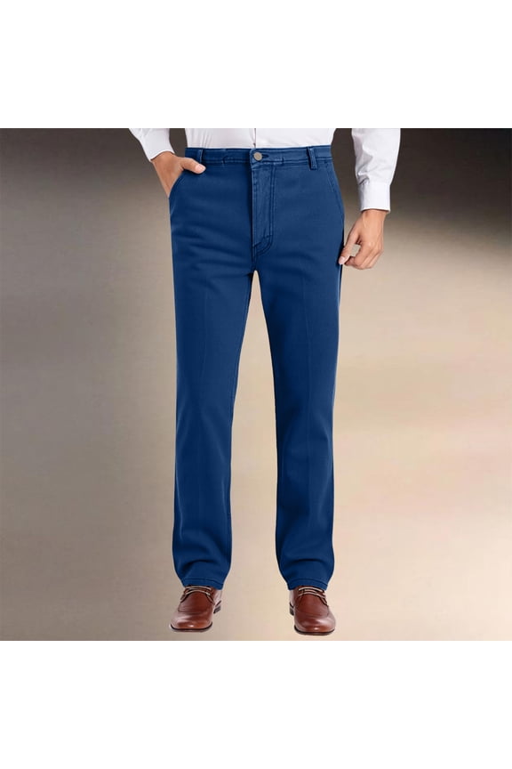 Mens Straight Leg Jeans Men's Autumn Straight Leg Loose Fit High Waisted Casual Style Denim Trousers Size 36