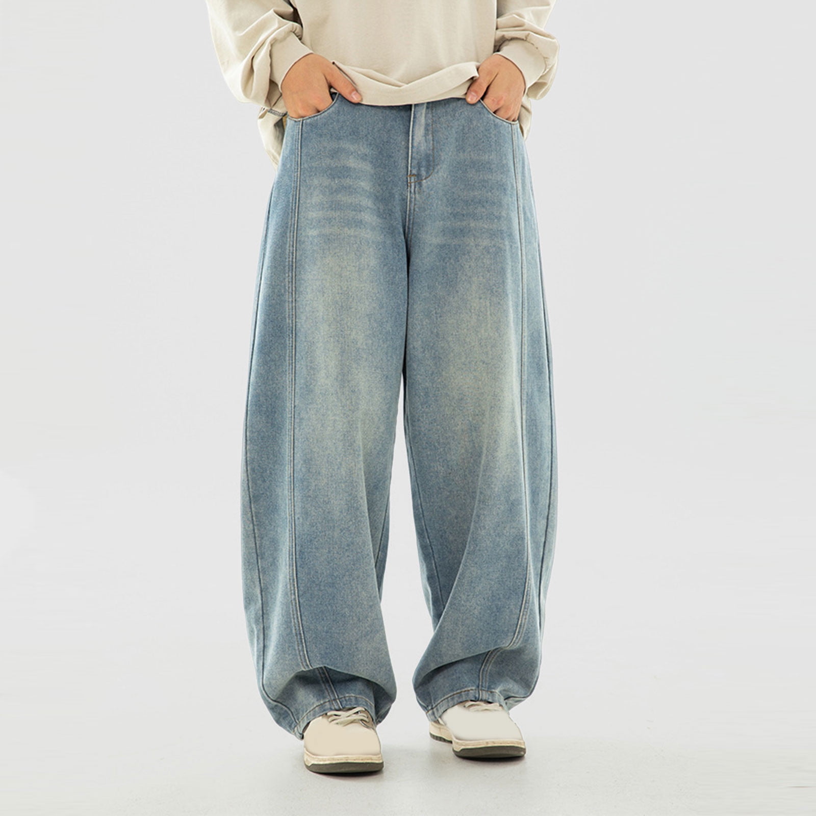 MHFRRA Mens Stretch Jeans Men's Casual Denim Pants Old Wash Jeans