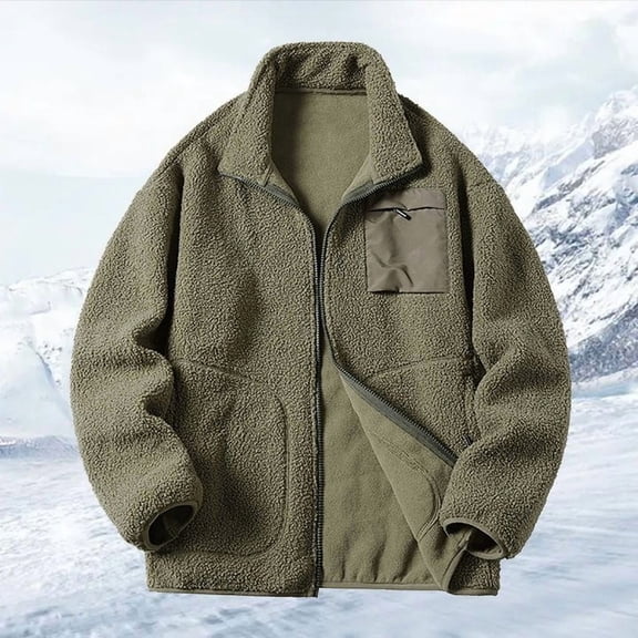 MHFRRA Mens Winter Jackets Men's Winter Padded and Thickened with Pockets Baseball Collar Casual Style Jacket Jacket