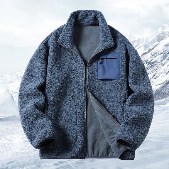 MHFRRA Mens Winter Jackets Men's Winter Padded and Thickened with Pockets Baseball Collar Casual Style Jacket Jacket