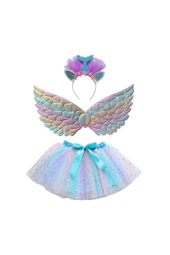 Toddler Tutu Kids Girls Ballet Skirts Holiday Party Dance Skirt with Wing Outfits 24 2-4 Years