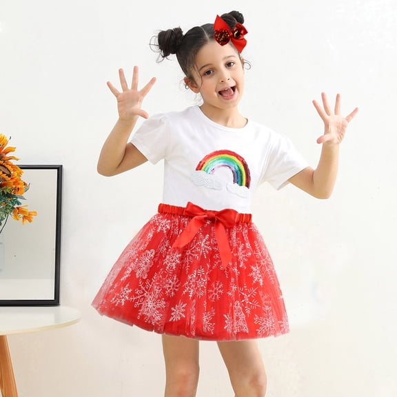 MHFRRA Toddler Tutu Skirt Kids Girls Dance Party Cartoon Skirt Ballet Skirts Hairclip Set 2-4 Years