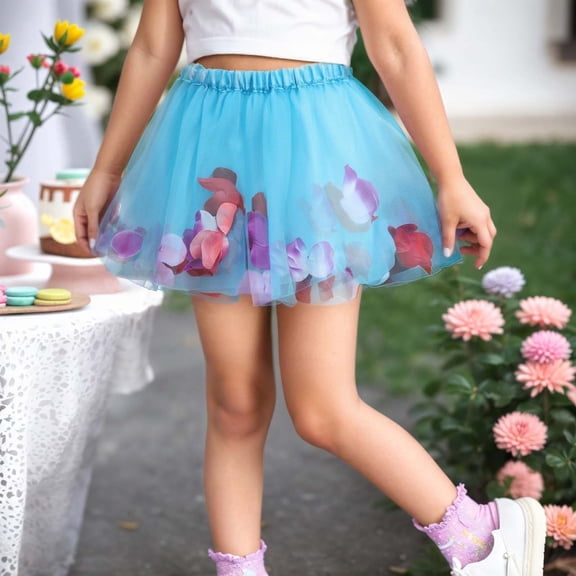 MHFRRA Toddler Tutu Toddler Kids Baby Girls Dancing Skirt Flowers Prints Mesh Ballet Tutu Skirts 2-4 Years