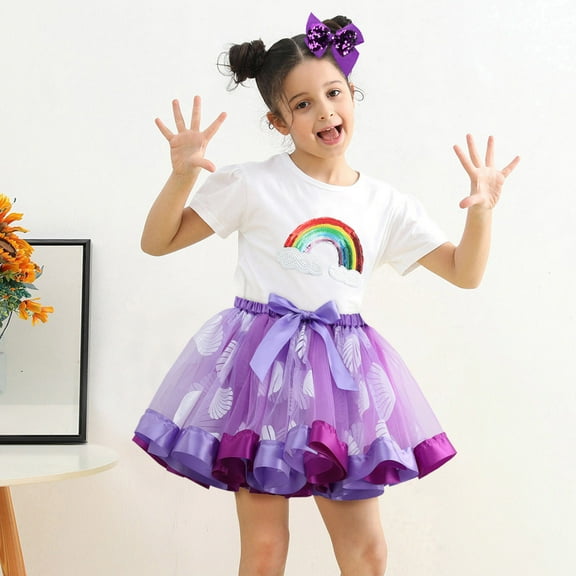MHFRRA Tutu Dress for Girls Kids Girls Dance Party Cartoon Skirt Ballet Skirts Hairclip Set 2-4 Years