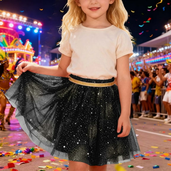 MHFRRA Tutu Girls Glitter Star Sequin Tutu Skirt for Carnival Party Performance Dance Recital Ballet Fairy Dress Up Play 3-4 Years