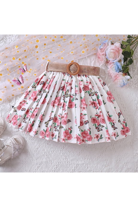 Tutu Toddler Kids Baby Girls Baby Dancing Skirt Cute Floral Print Skirt 5-6 Years