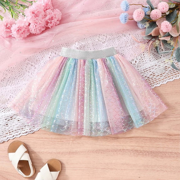 MHFRRA Tutu Toddler Kids Baby Girls Dancing Skirt Colorful Gradient Mesh Ballet Tutu Skirts 3-4 Years