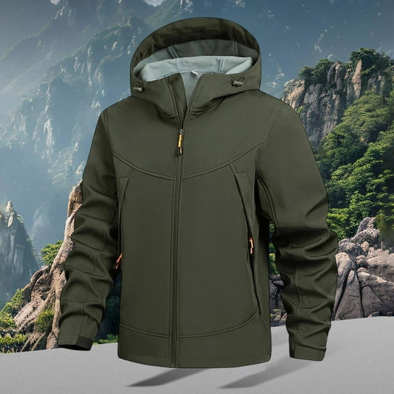 MHFRRA Winter Coat Winter Softshell Jacket Outdoor Windproof Coat Warm Thermal Insulated Water Casual Hiking Cycling Sports